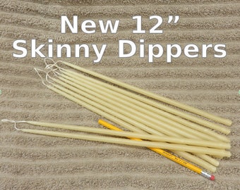 5 Joined Pairs of 12" Skinny Candles, hand dipped  primitve tapers