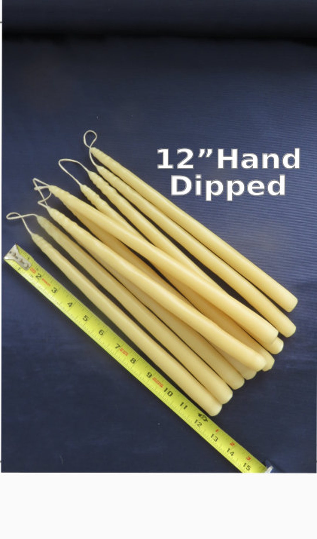 5 Joined Pairs of 12 Candles, Hand Dipped Hand Dipped Primitive Tapers