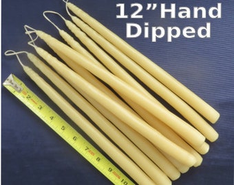 5 Joined Pairs of 12" Candles, hand dipped hand dipped primitive tapers in off white