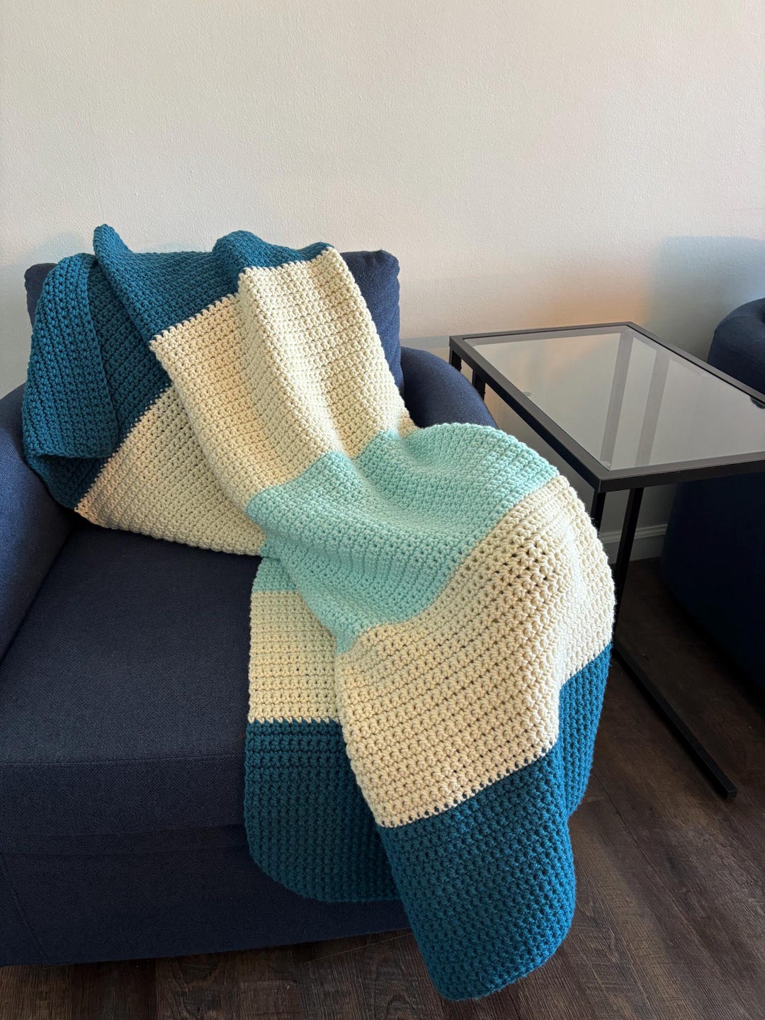 Customizable Color Block Crochet Blanket - Etsy