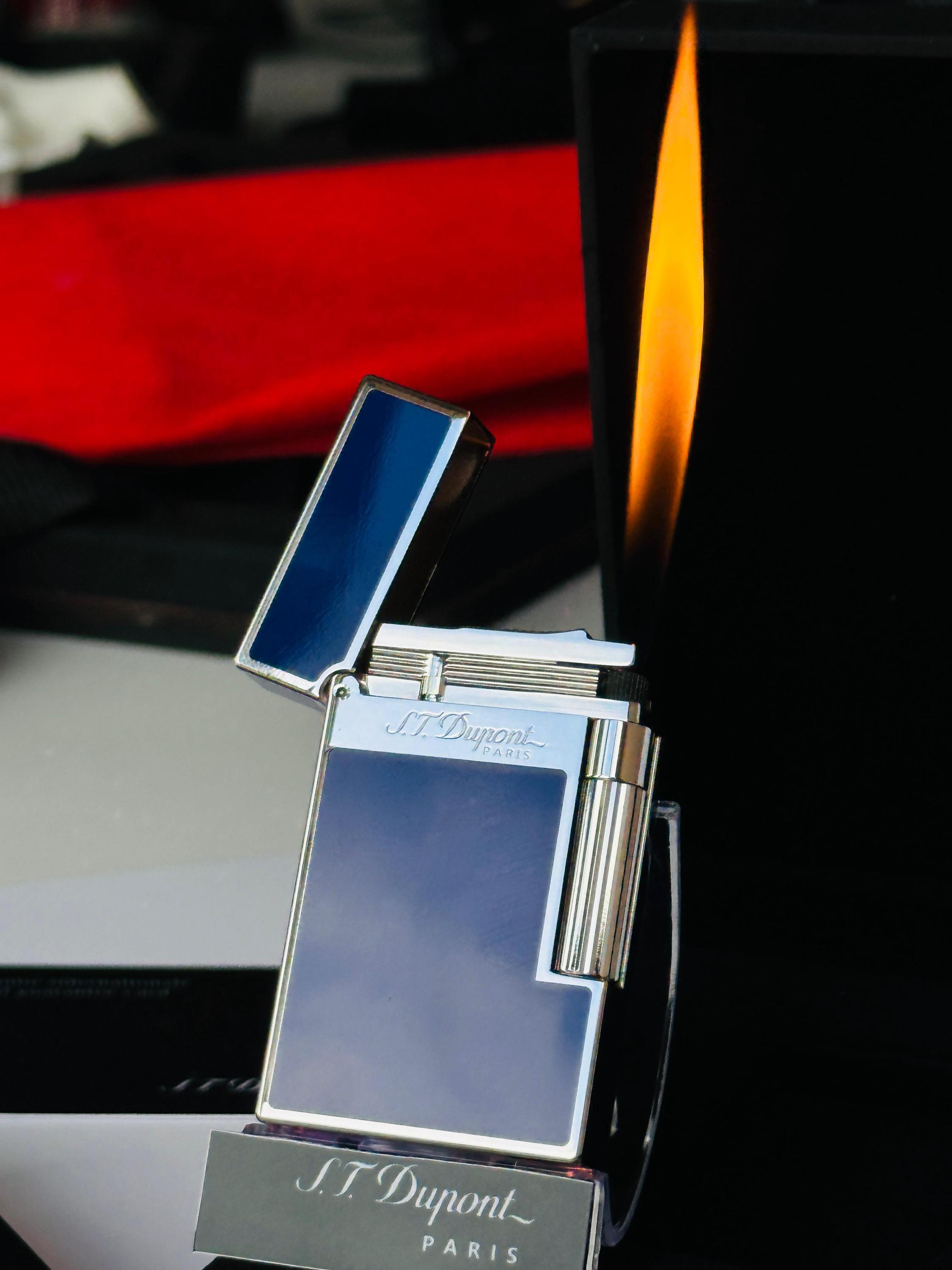 S.T. Dupont Ligne II Lighter: Navy Blue & Silver Replica - Etsy