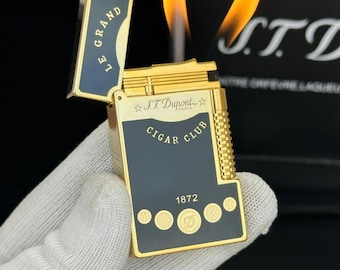 Briquet St Dupont Cıgar Club Or Noir Double Flamme Ligne 2 Paris Haute qualité 1:1 Kutulu Ve Sertifikalı Cadeau de luxe