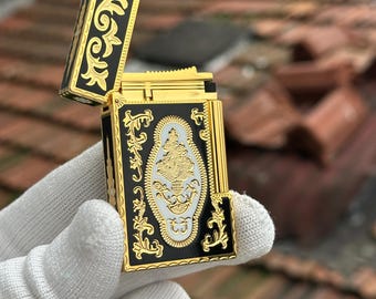 Briquet ST Dupont Premium Blanc Noir Or Ligne 2 Plaqué Or Cadeau unique pour homme Briquet de créateur de collection Édition Limitée 1:1