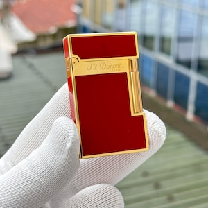 St Dupont ライター レッド & ゴールド モチーフ ライン 2 パリ 高品質 1:1 レプリカ Kutulu Ve Sertifikalı 高級ギフト
