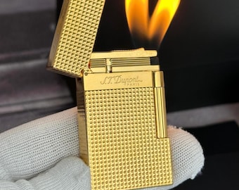 Briquet St Dupont doré double flamme Ligne 2 Paris haute qualité 1:1 Kutulu Ve Sertifikalı Cadeau de luxe