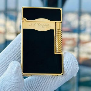 St Dupont Lighter Black and Gold Ligne II 16603 1:1 High quality Replica Limited Man Gift Collection Cigar