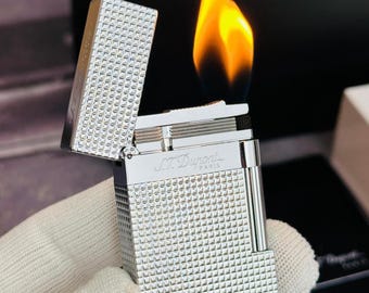 Briquet St Dupont Argent Double Flamme Ligne 2 Paris Haute qualité 1:1 Kutulu Ve Sertifikalı Cadeau de luxe