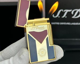 Briquet St Dupont Cıgar Club Gold Double Flame Ligne 2 Paris Haute qualité 1:1 Kutulu Ve Sertifikalı Cadeau de luxe