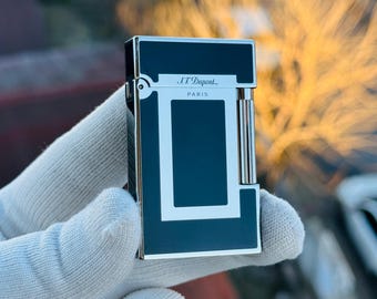 St Dupont Lighter Black and Silver Ligne II 11250 Collection Man Gift Limited
