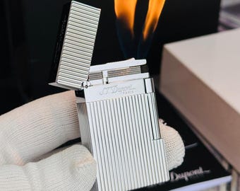 Briquet St Dupont Argent Double Flamme Ligne 2 Paris Haute qualité 1:1 Kutulu Ve Sertifikalı Cadeau de luxe