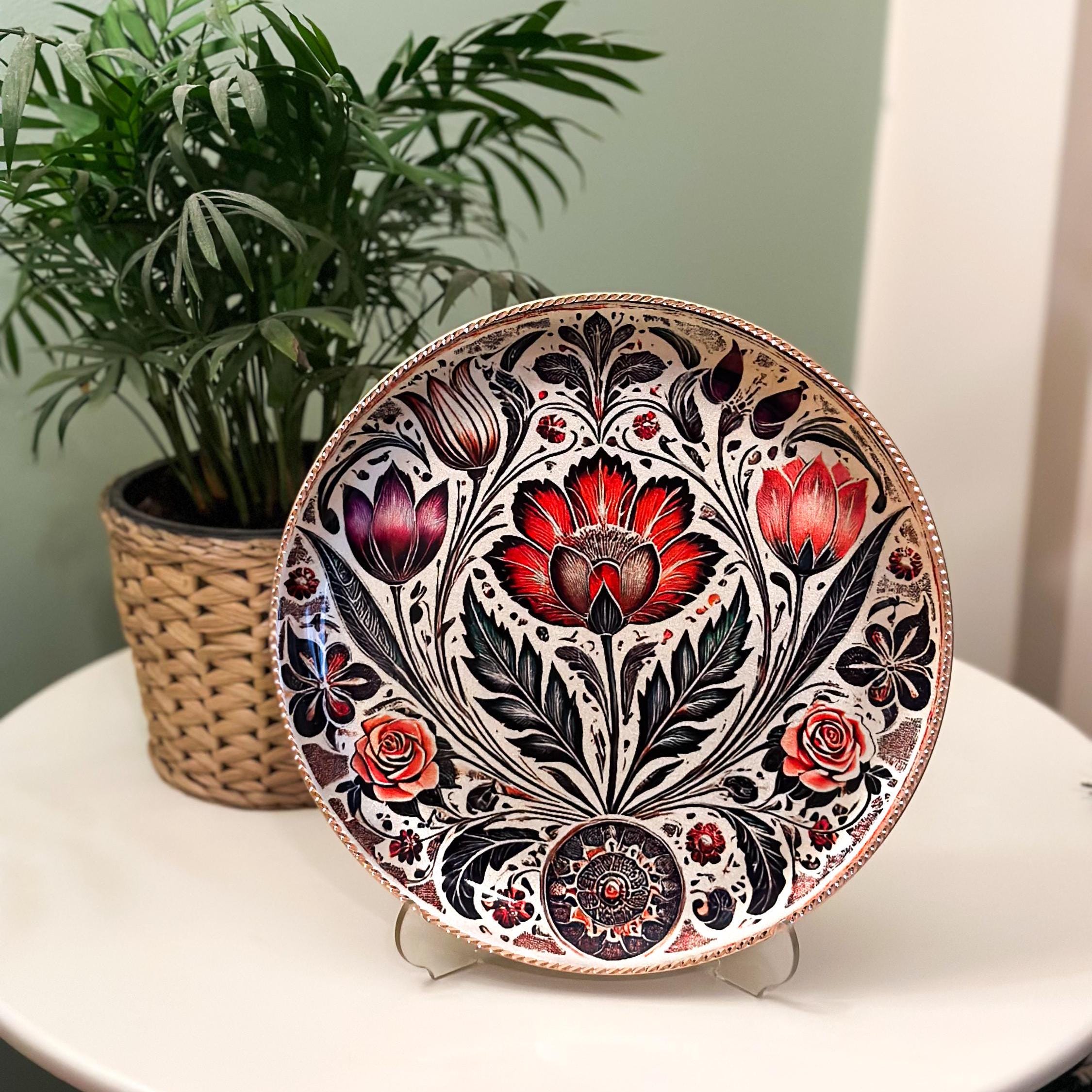手作りの彫刻銅板：トルコの花の芸術装飾 - Etsy 日本