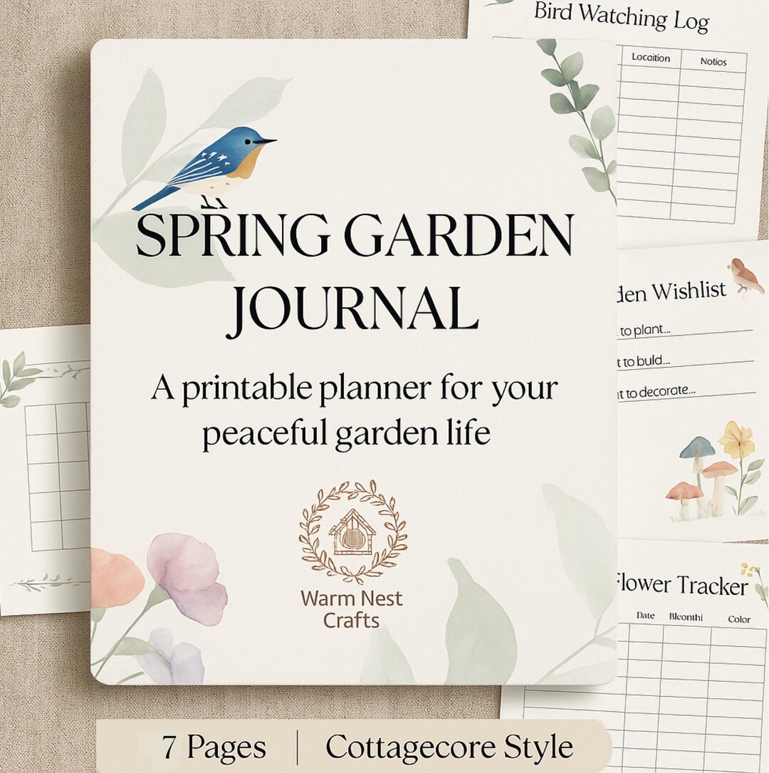 Spring Notebook Planner Spring Garden Journal Printable | Digital Planner for Gardeners | Bird ...