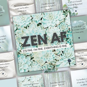 Cartes de vœux ZEN AF | 44 affirmations badass pour les femmes | Impression autosoins | Cartes de motivation | Affirmations positives |