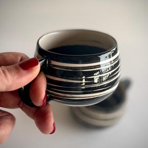 Handmade Ceramic Espresso Cup: Striped Coffee Cups