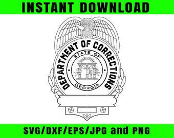 Departamento de Correcciones, Insignia vectorial, Archivo de corte SVG, Emblema, Parche, Monograma, Estado de Georgia, Archivo CNC de contorno para corte y grabado láser.
