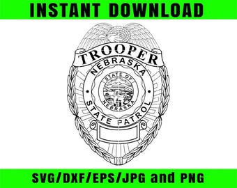 Nebraska State Patrol Badge Vector, Laser Cut File (svg, Dxf, Eps