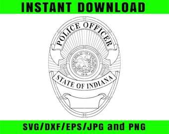 インディアナ州警察官 SVG バッジ ベクトル（番号なし）カスタム