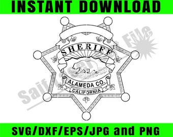 Alameda County Sheriff Badge vector file, svg dxf file for laser cutting, laser engraving, Cricut cut file, cnc router file, EZ Cad file
