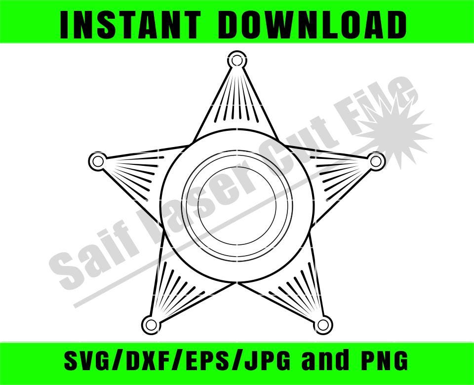 Blank Editable Svg Sheriff Badge Template Outline 5 Point Sheriff Star ...