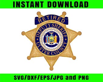 Insignia de estrella de ayudante del sheriff retirado en color para impresión HD 4K y descarga digital. Regalo para un oficial del sheriff o agente de la ley retirado.