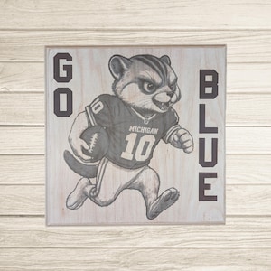 Michigan Wolverines Wood Sign: Hand-Carved College Football Decor