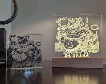 Chicago Bears Funny Lighted Acrylic Etching - Light Up Your Fan Cave!