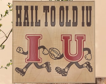 Indiana University Hoosiers Carved Maple Wood Sign, IU Football, University Approved