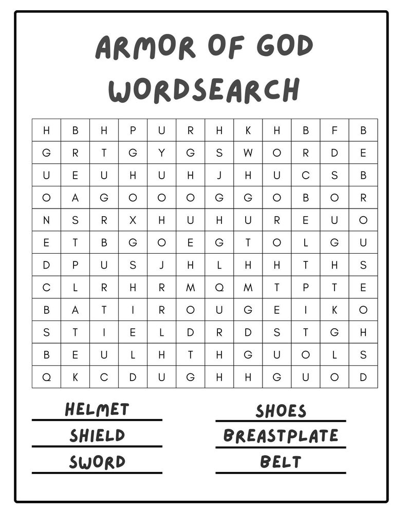 Armor of God Coloring Pages: Sunday School Bible Printables (PDF) - Etsy