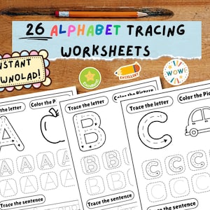 Alphabet Tracing Worksheets: Uppercase Letter Practice (PDF/JPEG)
