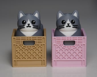 Grå Tuxedo Cat Clicker Fidget Toy: ASMR Ångestlindring