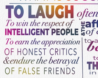 What Is Success? | Emerson Quote Poster