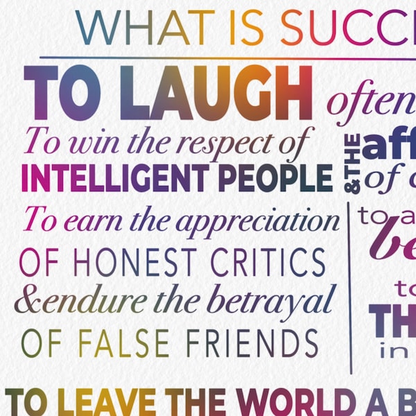 What Is Success? | Emerson Quote Poster
