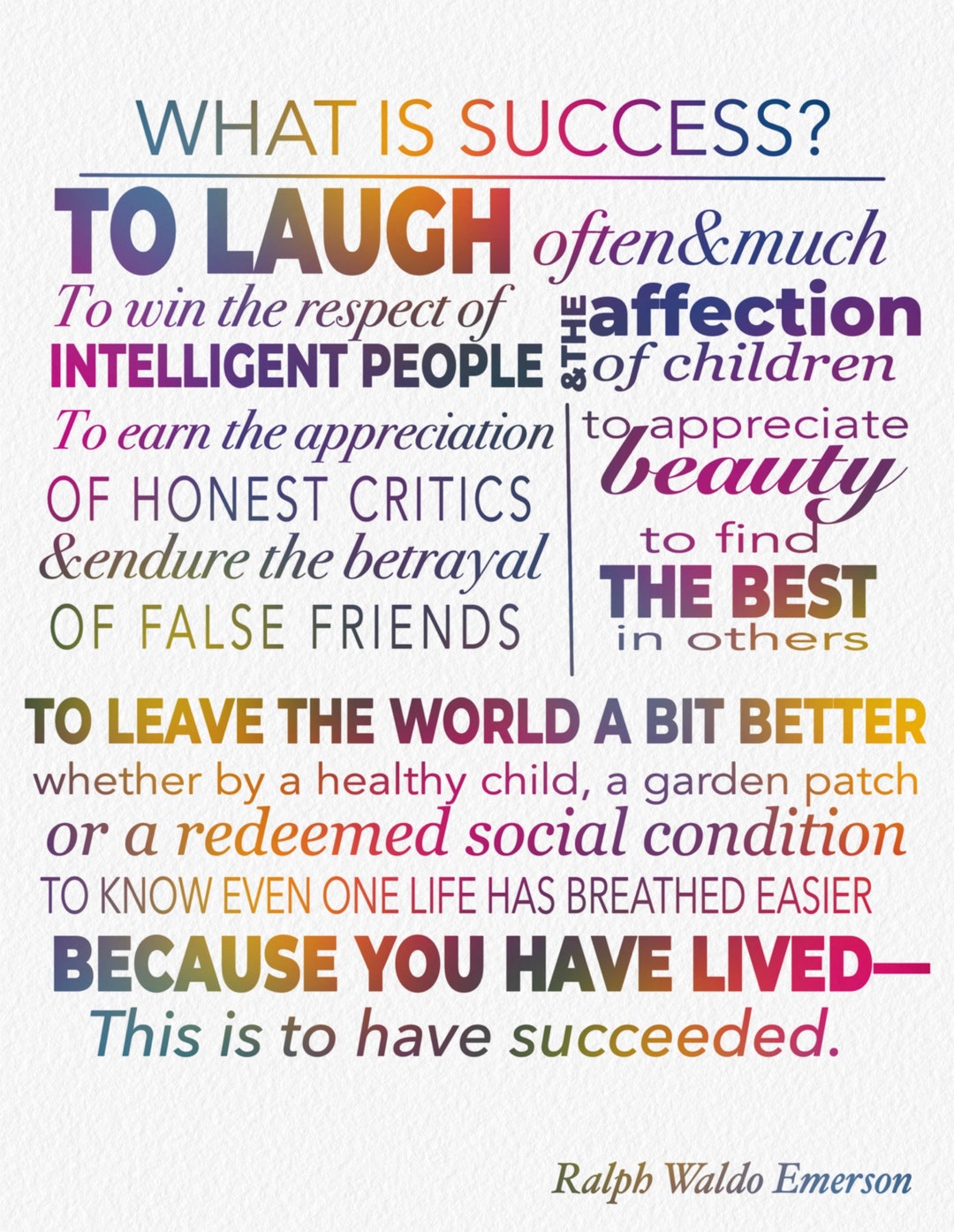 What is Success? Emerson Quote Poster Etsy