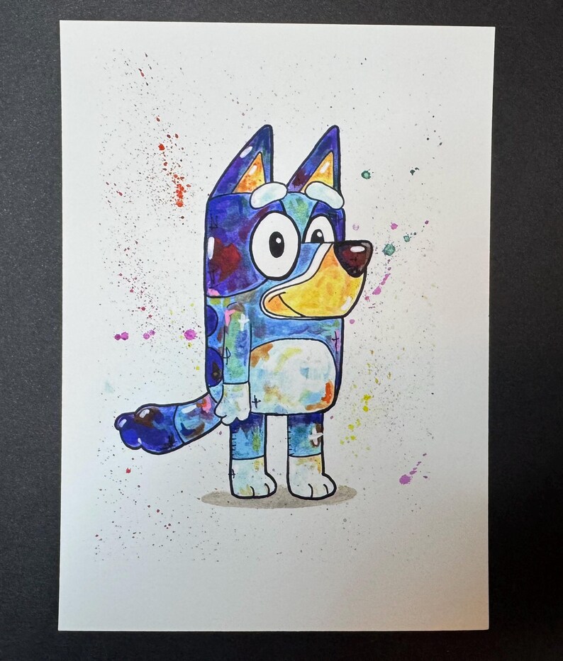 Bluey! | Original Colorful Watercolor Print on High Quality 5x7 Paper ...