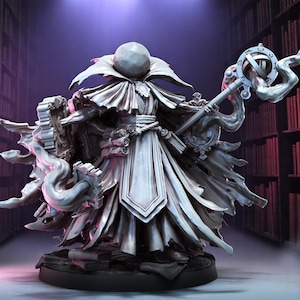 Moon Sorcerer Mage Miniature | DnD Figure Tabletop RPGs | Magical Scholar Sage Warlock Mini | Dungeons and Dragons, Pathfinder, TTRPG Hero
