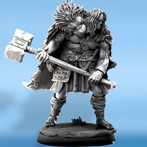 Warrior Barbarian Mini | D&D Viking Warrior for Tabletop RPG | Resin Miniature Fighter for Dungeons and Dragons, Pathfinder, TTRPG, 5e