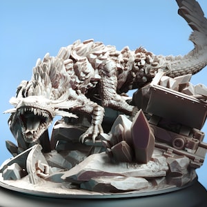 Miniatura di Drago Inferno Scalemaw / Bestia di Lava D&D per RPG da tavolo / Mostro in resina per Dungeons and Dragons, Pathfinder, TTRPG, 5e