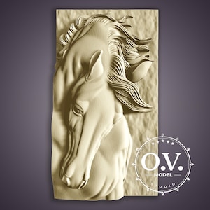 Pferd Pano Pferd Design Panorama Carving Reiter Dekor Rustikal Charme Wildtiere Kunst CNC Carving Holz Gravur Wandplatte Artcam Aspire
