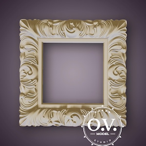 Carved frame STL, ornate CNC frame, decorative design, classic frame model, intricate wall decor, CNC art file, frame engraving, Artcam.
