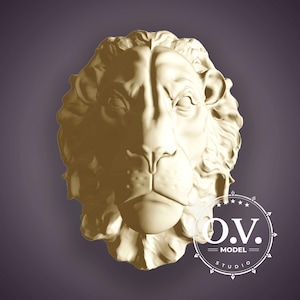 Sculpture Of Lion&#39;s Head Decor Lion Sculpture Head Relief Wall Decor CNC Design Artcam Files Wood Carving 3D Model Artistic Relief Regal