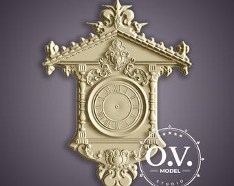 Wanduhr CNC-Fräsen Wanddekor Holzschnitzerei Artcam Aspire STL-Dateien Reliefschnitzen 3D-Modell Dekorative Uhr