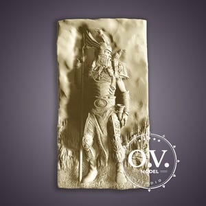 Viking em armadura Fresagem CNC Decoração de parede Escultura em madeira Arte nórdica Arquivos Artcam Aspire STL Escultura em relevo Modelo 3D