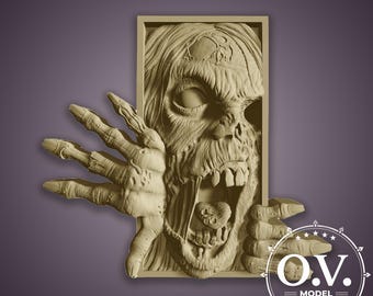 Art Zombie STL Relief CNC File Horror Carving Wall Decor Halloween Artcam Aspire Laser Engraver Wood Gothic 3D Art Decor