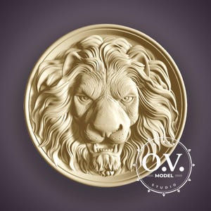 Lion Home Decor Lion Relief CNC Design 3D Carving Wall Art Regal Decor Artcam Aspire Files Wood Sculpture Majestic Lion Engraving Model