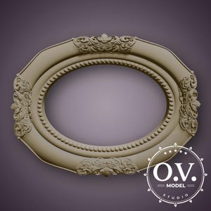 CNC frame design,3d stl model,ornate frame,baroque oval framе,floral carving design,cnc decorative frame,picture frame stl,Artcam