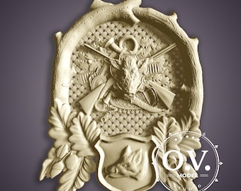 Pig Hunt Wild boar Hunting scene Rustic decor Wall panel Boar relief Wooden carving CNC project Artcam files Aspire model Wildlife