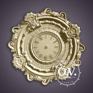 Medieval style clock CNC carving Wall decor Historic design Ornate patterns Wooden clock STL design Aspire Artcam Vintage style 3D clock