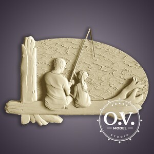 Decoração familiar Escultura CNC Cena de pesca Arte de parede Tema externo Presentes personalizados Arquivos STL Aspire Artcam Relevo decorativo Design da natureza