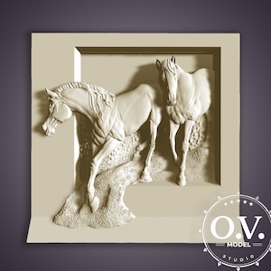 Pferd Design Reiter Dekor Wandplatte Holzkunst Natur CNC Thema Carving Künstlerische Gravur Pferdeliebhaber Artcam Aspire Wildlife STLModel