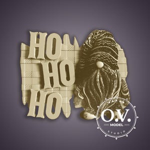 Christmas HOHOHO Gnom Festive Decor CNC Files Artcam Aspire STL Model Wooden Craft 3D Engraving
